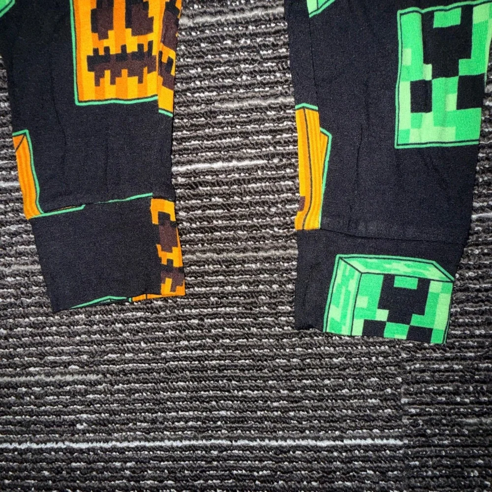 Minecraft Pajama Set Size 6 New Green Long Sleeve Creeper Pumpkin PJs